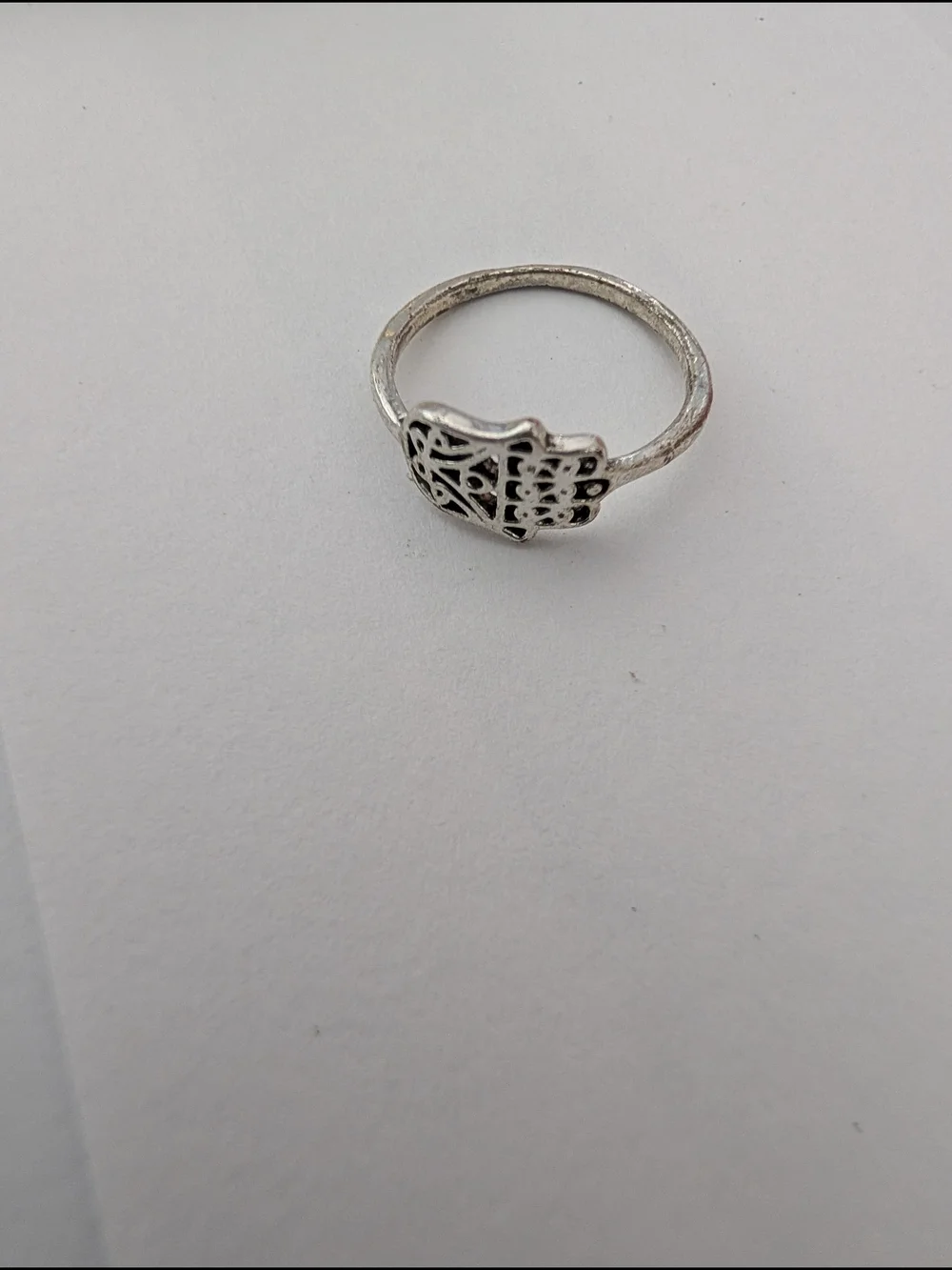 Sterling Silver Hamsa Hand Ring - Silver